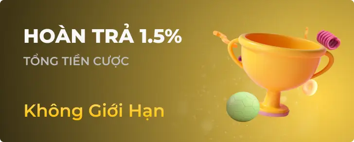 Ưu đãi hoàn trả 1.5% không giới hạn tại Hitclub Forum